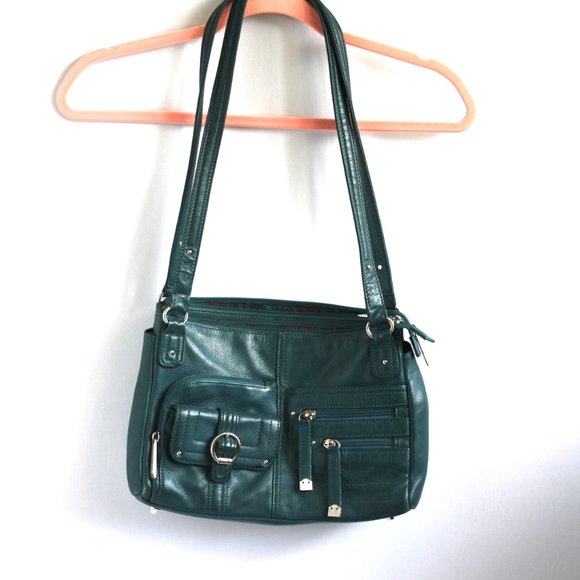 Teal Green Stone Mountain Leather purse Shoulder bag Rich deep Colour Autumn - Picture 2 of 15